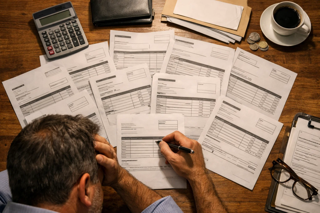 dirigeant-tpe-pme-examinant-factures-impayees-retard-paiement-clients
