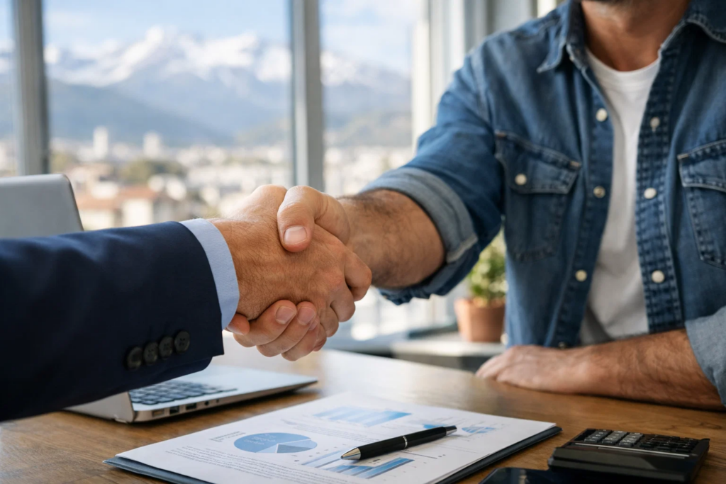 Courtier en financement accompagnant un dirigeant de PME à Grenoble en Isère