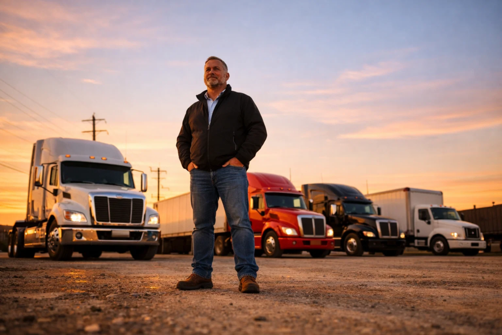 Chef d’entreprise transporteur gérant sa trésorerie et ses besoins de financement