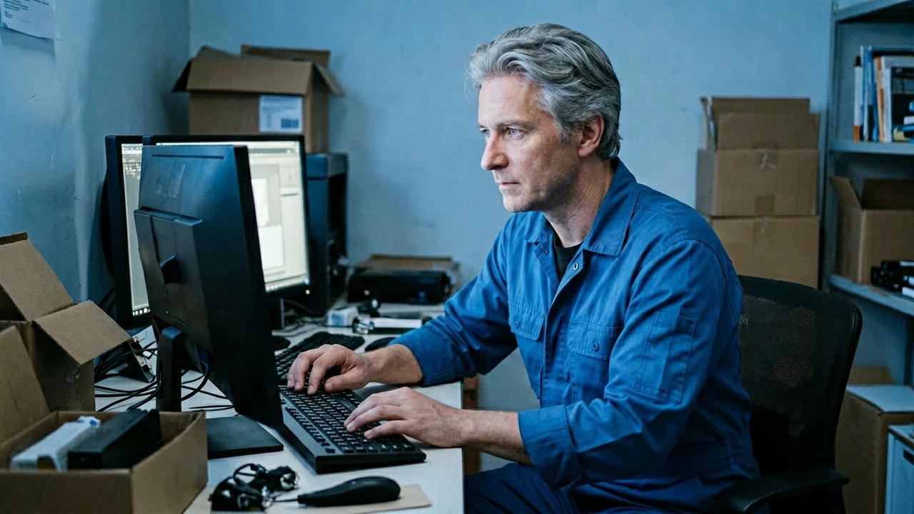 technicienne-installant-système-informatique